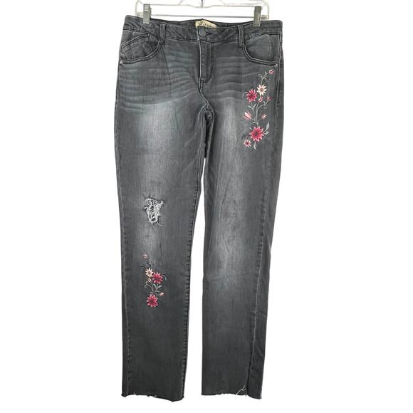 Democracy Denim - Democracy Flex-ellent floral embroidered black jeans, size 8